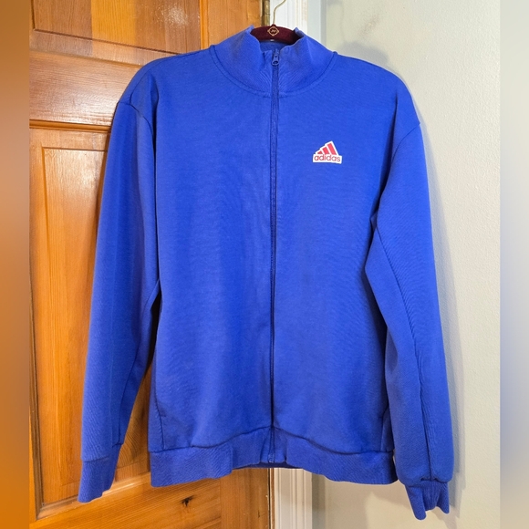 Adidas Blue Zip-Up Jacket Blue And Red Sz M - Picture 1 of 6